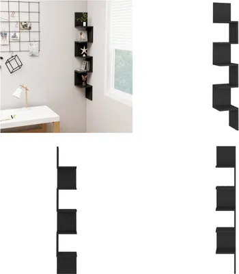 Produktbild von vidaXL Wand Eckregal Schwarz 20x20x127,5 cm Holzwerkstoff - Wandregal - Wandregale - Wandablage - Wandablagen