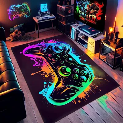 Immagine prodotto di Tappetino per videogiochi, 80 x 120 cm, antiscivolo, lavabile, design graffiti