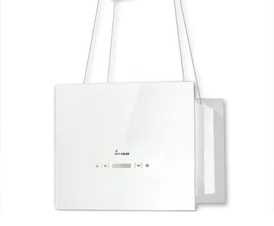 Image de Hotte aspirante cuisine, Hotte Îlot 40cm acier inoxydable verre blanc