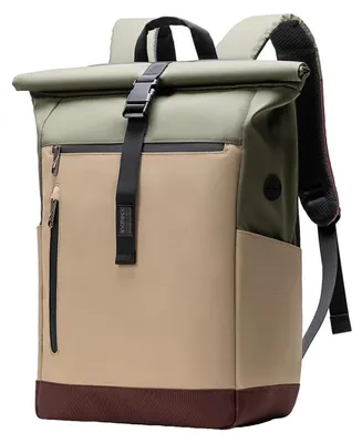 Produktbild von Erweiterbarer RollTop Rucksack 25-30L Khaki mit Ladeöffnung und Laptopfach bis 17 Zoll