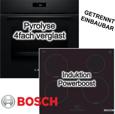 Produktbild von BOSCH Herdset 3D-Heißluft Pyrolyse LED-TouchControl + autarkes Induktionskochfeld 60 cm PowerBoost