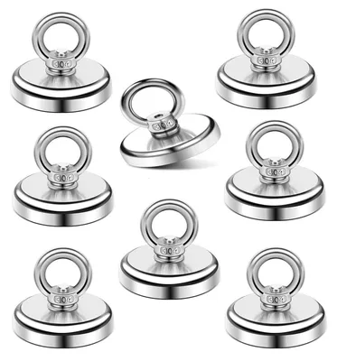 Produktbild von Neodym Magnete 8 Stück 32mm 36KG Magnetfischen mit Öse