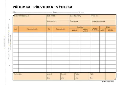 Produktbild von Příjemka - Převodka - Výdejka Optys - A5 / 100 listů NCR / 1087
