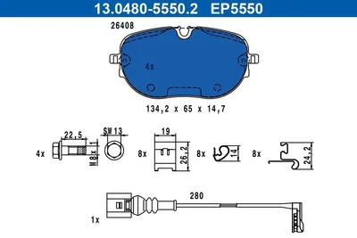 Produktbild von ATE Bremsbeläge Satz Vorne für VW ID.3 (E11) 13.0480-5550.2