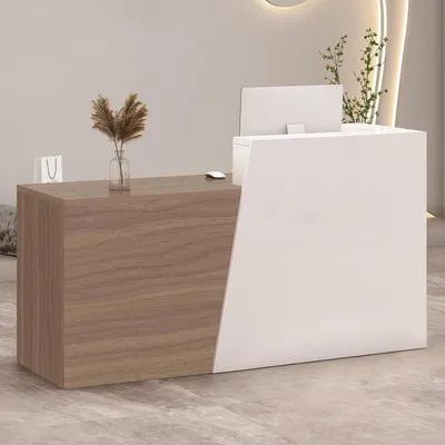 Obrázek produktu pro Pult s zásuvkou a úložnými přihrádkami, rozměry 170x42x100 cm, barva: bílá + světle hnědá