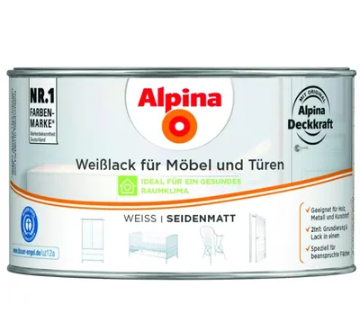 Produktbild von 300ml ALPINA Weißlack für Möbel & Türen seidenmatt