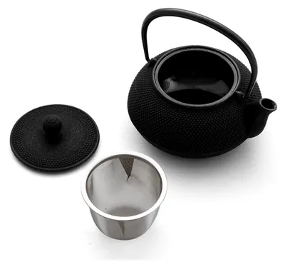Produktbild von Gusseisen Teekanne, Japanische Kyusu Arare, Schwarz, 650ml