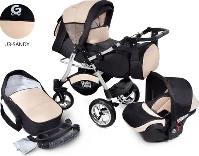 Produktbild von GaGaDumi Urbano Kombikinderwagen Kinderwagen Babyschale 3in1 System Autositz (U3-Sandy)