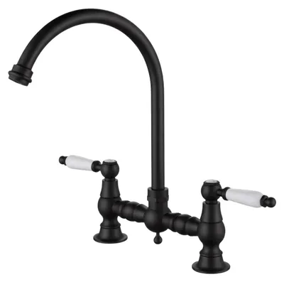 Immagine prodotto di Miscelatore da cucina in stile retrò, modello "Nostalgische Brücke", colore nero, serie "Heritage Manor", marca Aquanello