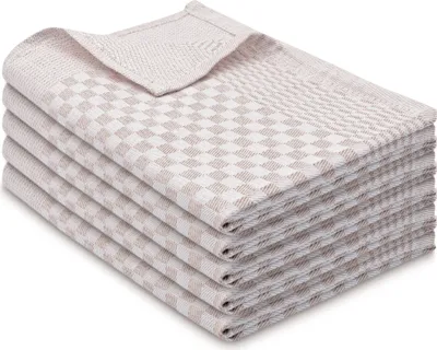 Produktbild von 5er Set Geschirrtücher, 100% Baumwolle, 46x70 cm, saugstark, braun kariert