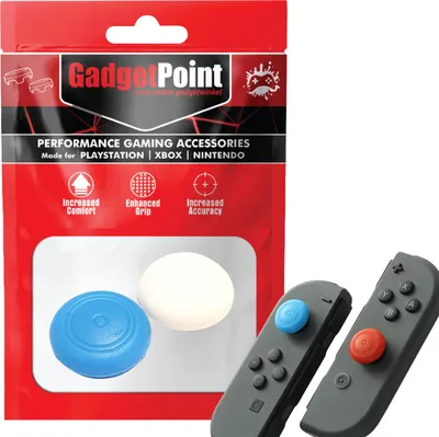 Produktbild von Thumbgrips - Thumb Grips voor Nintendo Switch Joy-Con Controllers - Gaming Thumbgrips - Performance Anti-Slip Thumbsticks - Bescherming Accessoires - Thumbgrips Wit/Blauw -