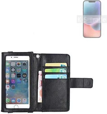 Produktbild von K-S-Trade Handy Hülle Schutz Hülle Kompatibel mit Apple iPhone 14 Case mit Displayschutz / Schutzfolie Flip Cover Wallet case Etui Hülle schwarz