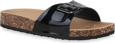 Produktbild von Mytrendshoe Damen Sandalen Pantoletten Sommer Schlappen Hausschuhe 830089, Farbe: Schwarz, Größe: 36