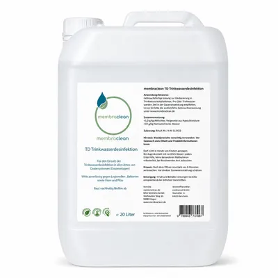 Produktbild von membraclean TD Trinkwasserdesinfektion - 20 Liter, z.B. für Dosieranlagen, PT 5