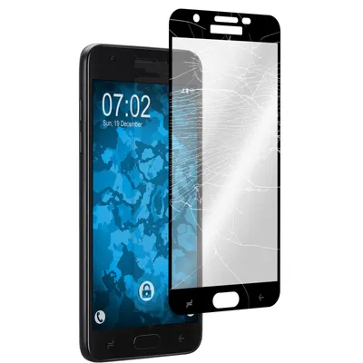 Produktbild von 1er-Pack PhoneNatic Glas-Folie klar full-screen schwarz kompatibel mit Samsung Galaxy J7 (2018) - Panzerglas für Galaxy J7 (2018)