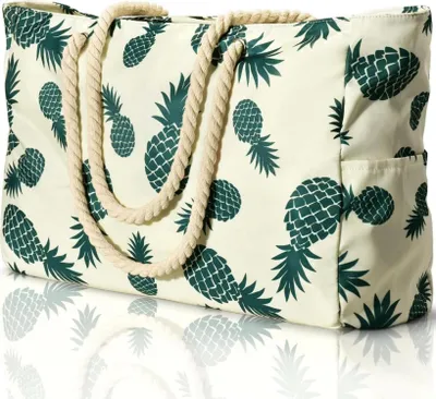 Image de Oscaurt Sac de plage Grand étanche XXL Tote Bag avec fermeture éclair Ananas
