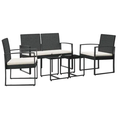 Image de vidaXL Ensemble de jardin 5 pièces avec coussins Noir Rotin PP