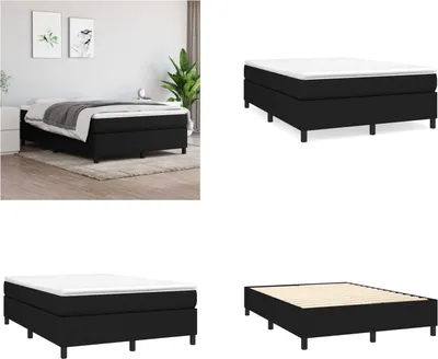 Produktbild von vidaXL Boxspringbett mit Matratze Schwarz 140x200 cm Stoff - Boxspringbett - Boxspringbetten - Bett - Schlafzimmermöbel