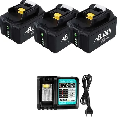 Zdjęcie produktu dla Akumulator zamienny, pojemność 8000 mAh, kompatybilny z 18 V, 3X8.0Ah1XŁadowarka