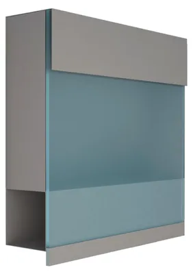 Produktbild von Wandbriefkasten Manhattan Special Blue in Grau Metallic mit blauer Acrylplatte