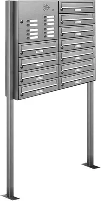 Produktbild von 11er V2A Edelstahl Briefkasten Standanlage Freistehend mit Klingel