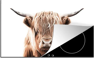 Produktbild von KitchenYeah© Herdabdeckplatte Tiere - Schottischer Highlander - Kuh , 90x52cm, Küche Deko, Glaskeramikkochfeld Herdabdeckung, Abdeckplatte fùr Kochfeld