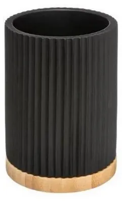 Image de Brosse WC en polyrésine et bambou - Noir - H 38 cm