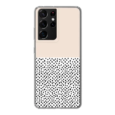 Produktbild von MuchoWow® Handyhülle Schutzhülle Hülle für Samsung Galaxy S21 Ultra Polka dots - Weiß - Schwarz Silikon Softcase Handy Hülle - Mobiltelefon