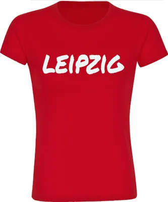 Produktbild von multifanshop Damen T-Shirt - Leipzig - Textmarker, rot, Größe L