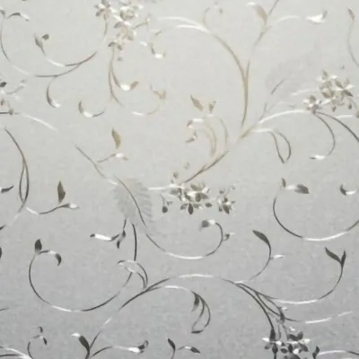Imagen del producto de Adhesivos para ventanas sin pegamento, que se adhieren por electricidad estática, con diseño floral, efecto translúcido, para proteger del sol y proporcionar privacidad, ideales para baños, dormitorios y salones