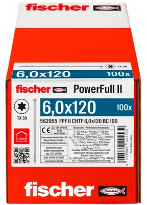 Produktbild von Fischer 562955, Schraube, Verzinkter Stahl, Holz, Zink, Vollgewinde, Zylindrischer Kopf
