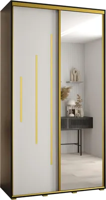 Produktbild von MEBLE KRYSPOL Davos 13 Schrank, zwei Türen - 235,2x140x45 cm - Schwarz Weiß Gold
