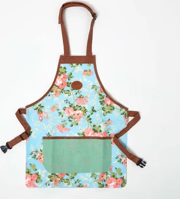 Produktbild von HOMESCAPES Blau-Rosa Gartenschürze mit Rosen-Design