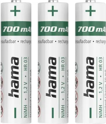 Produktbild von NiMH-Akkus, AAA Micro, 700 mAh, 1,2V, 3 Stück (00223526)