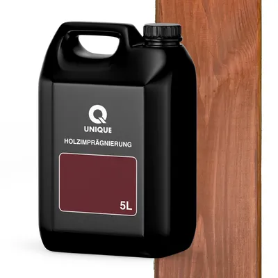 Produktbild von Q UNIQUE Holzimprägnierung Hazelnuss 5 L Holzschutz 2 In 1 Grundierung Mit Schutz Farbimprägnierung Imprägniermittel Innen & Außen
