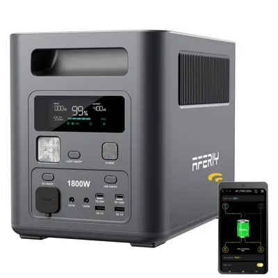 Produktbild von AFERIY P180 Powerstation 1800W 1024Wh LiFePO4 Solargenerator, 1 Std. Schnellladung, App-Steuerung, USV unter 10 ms