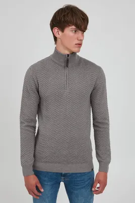 Produktbild von INDICODE IDBanjamon Herren Strickpullover Troyer Grobstrick Pullover mit Stehkragen