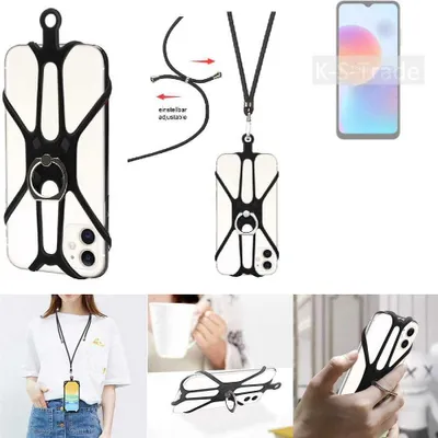 Produktbild von K-S-Trade 3in1 Handykette Handyband Handykordel Halsband Smartphone-Ring Handy-Ring kompatibel mit ZTE Blade A52 Fingerhalterung Handyring