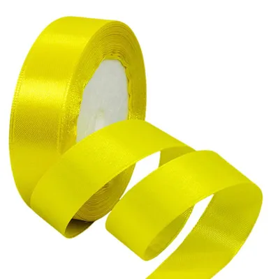 Produktbild von Satinschleife, 22 Meter, Gelb, 25 mm breit, für Geschenkverpackungen und Dekoration