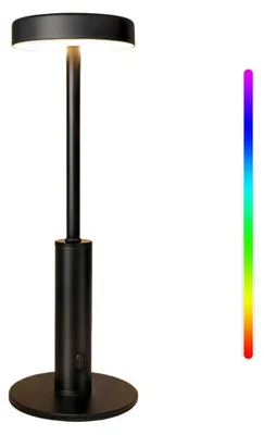 Produktbild von Kabellose LED-Tischlampe 5000 mAh RGB 3 Farbtemperaturen Dimmbar Schwarz