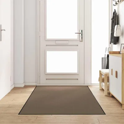 Image de Tapis d'entrée beige et noir 120 x 300 cm 100 % polyamide