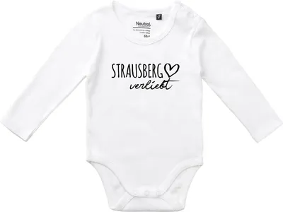 Produktbild von Huuraa Baby Body Strausberg verliebt 68 White  Baumwolle Fairtrade Langarmbody Geschenkidee