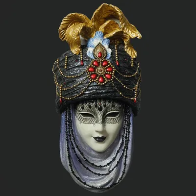 Productafbeelding van Een replica van een Venetiaans masker met een tulband.