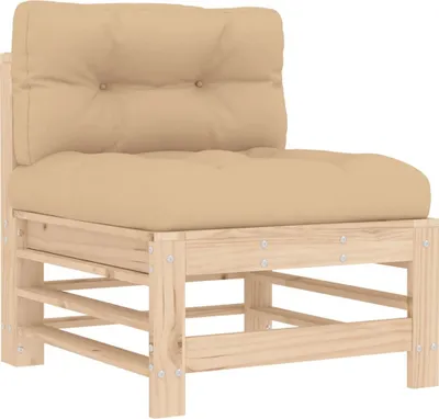 Zdjęcie produktu dla vidaXL Sofa środkowa z poduszkami z litego drewna sosnowego