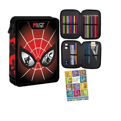 Obrázek produktu pro Penál 2 přihrádky - penál pro chlapce - penál 2 přihrádky penál plněný školním pouzdrem Spiderman