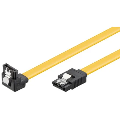 Image de Goobay 95022 Câble de données PC, 6 Gbits, clip 90°, 0.7 m, jaune - SATA type L mâle > SATA type L mâle 90