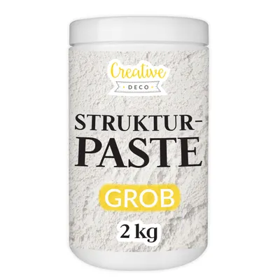 Produktbild von Creative Deco Strukturpaste Grob 2 kg | Weiße Spachtelmasse für Acrylmalerei | Modellierpaste für Kunstprojekte, Acrylfarbe, DIY, 3D-Effekte, Texturen | Einfach mit Palettenmesser aufzutragen