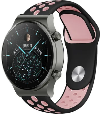 Produktbild von Strap-it Huawei Watch GT 2 Pro Sportarmband (Schwarz/Rosa)