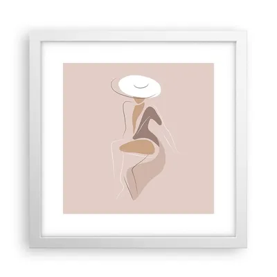 Produktbild von Gerahmtes Poster - Weißer Rahmen - Buntstift Frau Hut - 30x30 cm - Wand Bild - Wanddeko - Wandbilder - Kunstposter - Wandposter - Bilderrahmen - Bilder - Kunstdruck - Wanddekoration - P2WAC30x30-4773