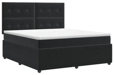 Image de vidaXL Lit boxspring avec matelas noir 140 x 200 cm velours
